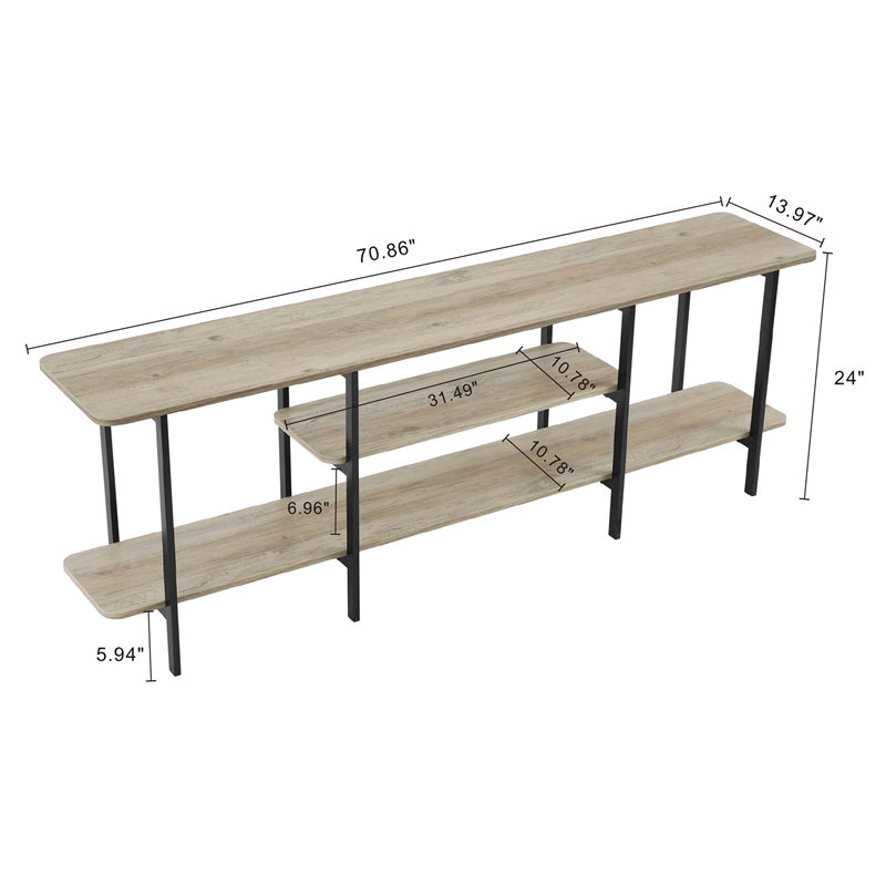 Manhattan Comfort Celine Side Table Console from Engineered Wood in Rustic Gray