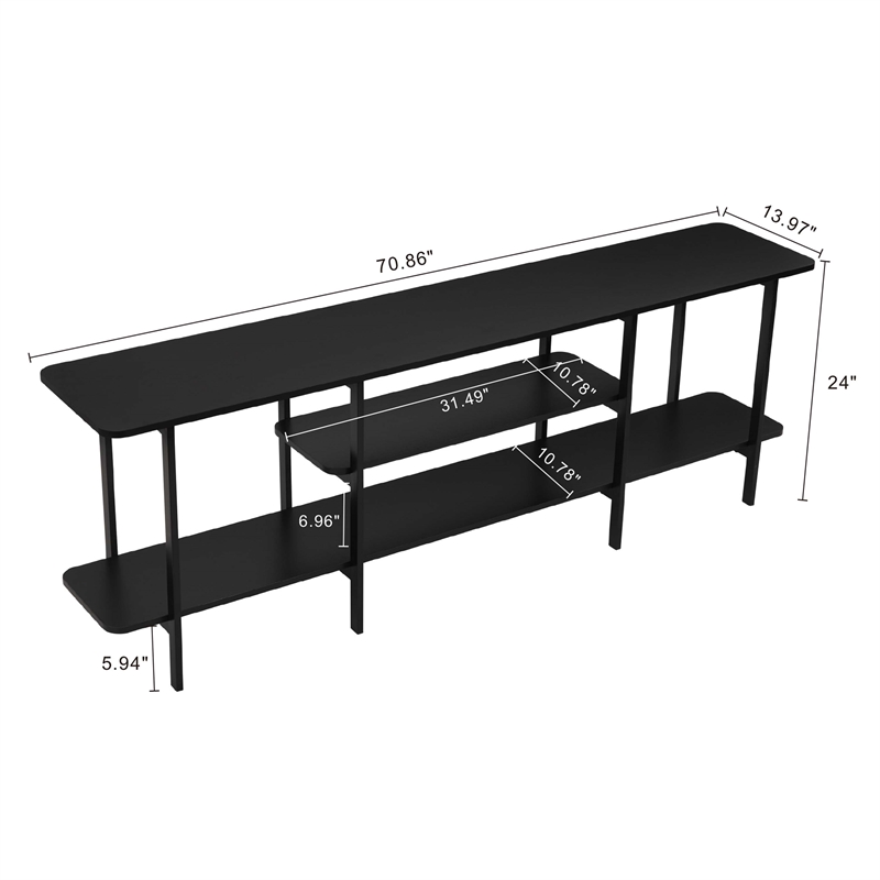 Manhattan Comfort Celine Side Table Console from Engineered Wood in Black