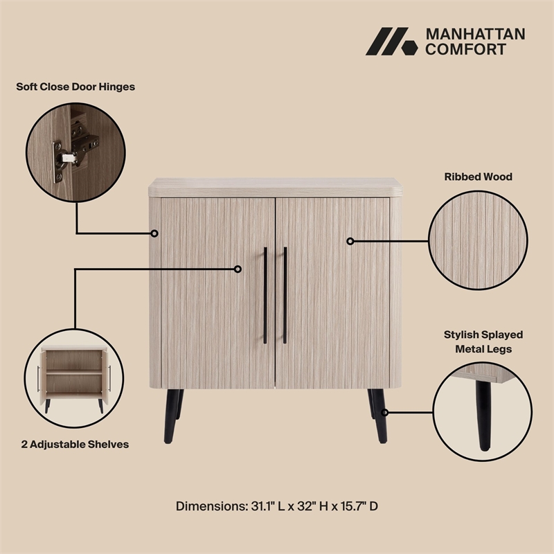 Manhattan Comfort Jodie Accent Cabinet made from Engineered Wood in Light Oak
