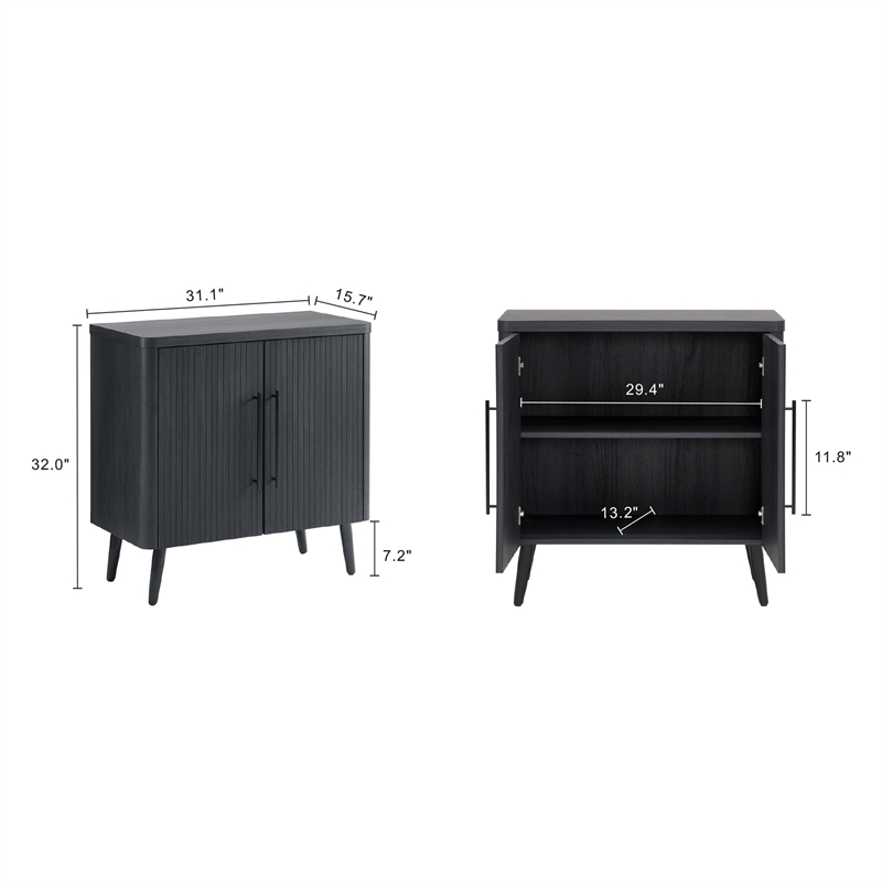 Manhattan Comfort Jodie Accent Cabinet made from Engineered Wood - Charcoal Gray