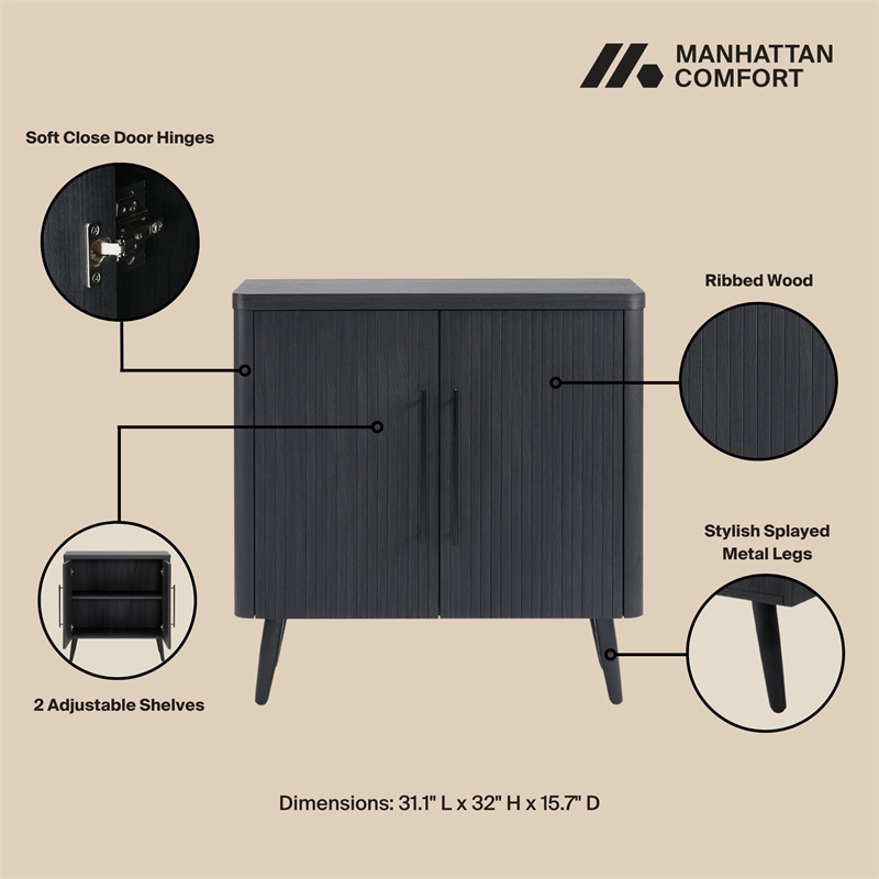 Manhattan Comfort Jodie Accent Cabinet made from Engineered Wood - Charcoal Gray