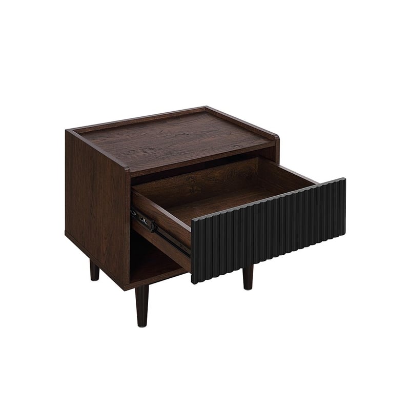 Manhattan Comfort Duane Nightstand from Engineered Wood in Dark Brown and Black