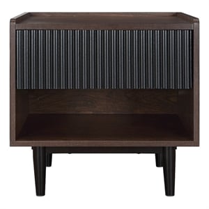 Manhattan Comfort Duane Nightstand from Engineered Wood in Dark Brown and Black