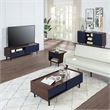 Manhattan Comfort Duane Coffee Table - Engineered Wood - Dark Brown & Navy Blue