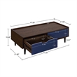 Manhattan Comfort Duane Coffee Table - Engineered Wood - Dark Brown & Navy Blue