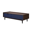 Manhattan Comfort Duane Coffee Table - Engineered Wood - Dark Brown & Navy Blue