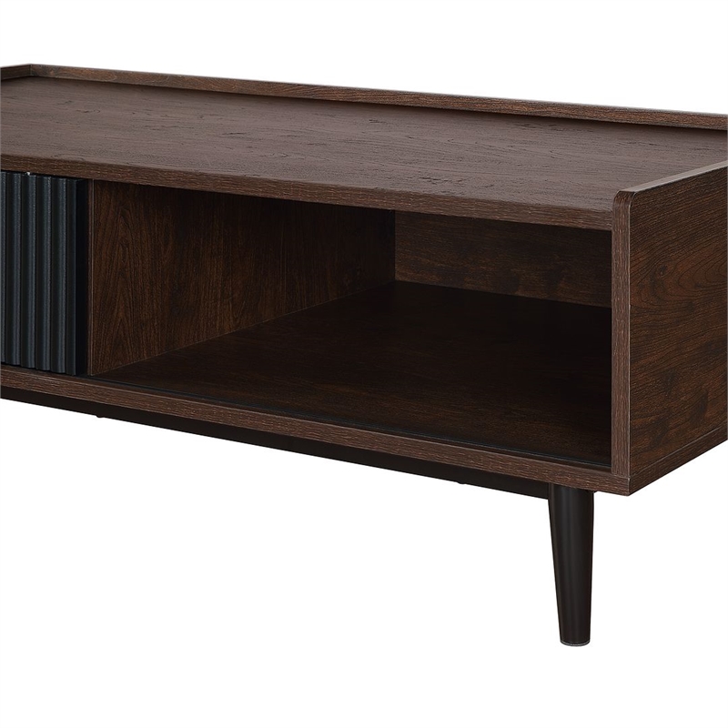 Manhattan Comfort Duane Coffee Table - Engineered Wood - Dark Brown & Black