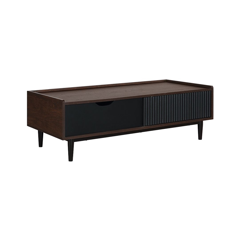 Manhattan Comfort Duane Coffee Table - Engineered Wood - Dark Brown & Black