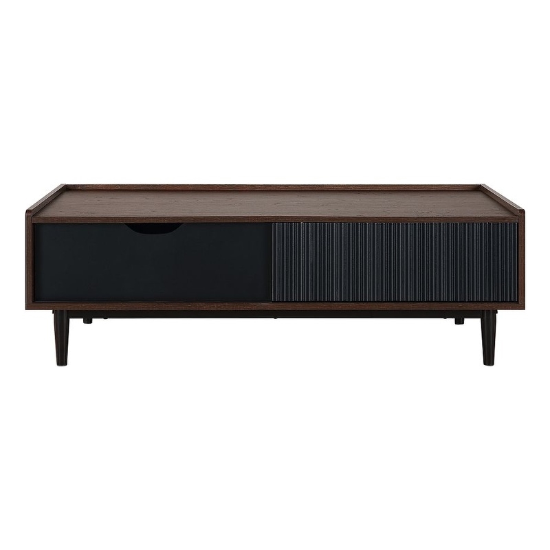 Manhattan Comfort Duane Coffee Table - Engineered Wood - Dark Brown & Black