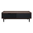 Manhattan Comfort Duane Coffee Table - Engineered Wood - Dark Brown & Black