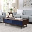 Duane End Table and Coffee Table from Engineered Wood in Dark Brown & Navy Blue