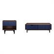 Duane End Table and Coffee Table from Engineered Wood in Dark Brown & Navy Blue