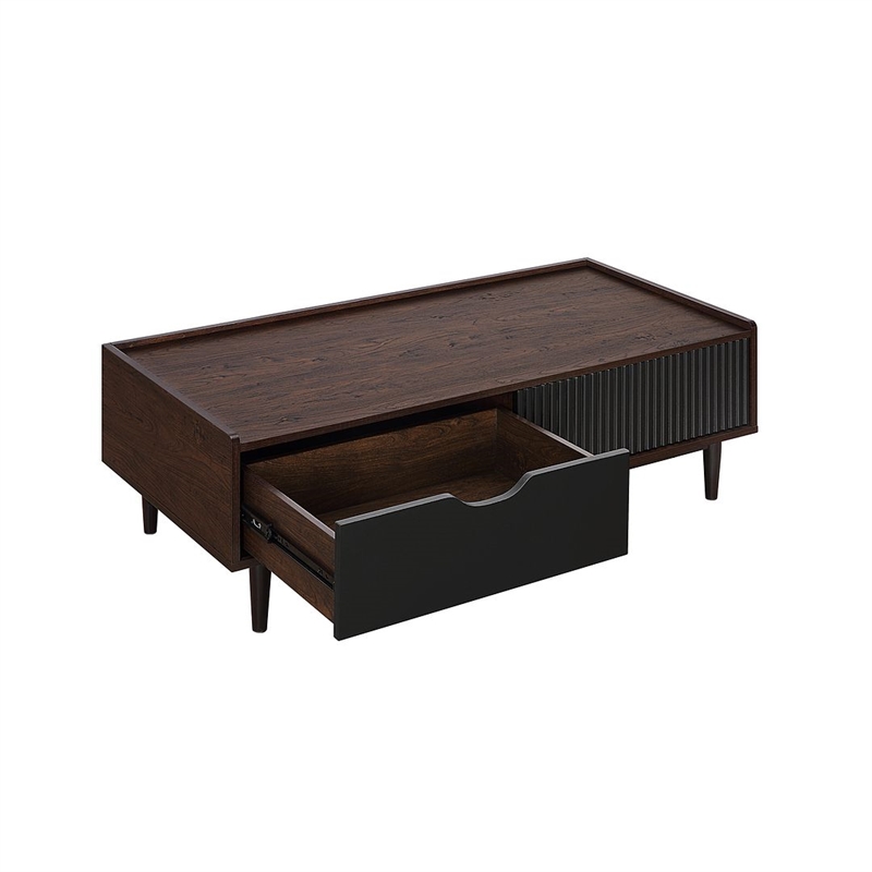 Duane End Table and Coffee Table from Engineered Wood in Dark Brown & Black
