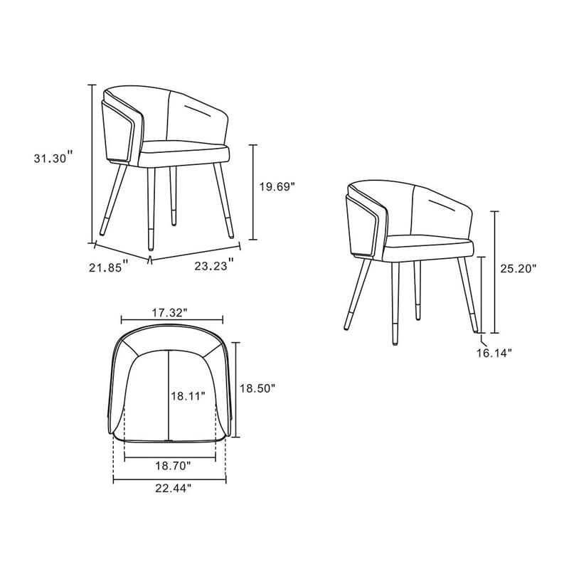 Reeva Dining Chair with Solid Wood Legs in Walnut and Graphite Gray