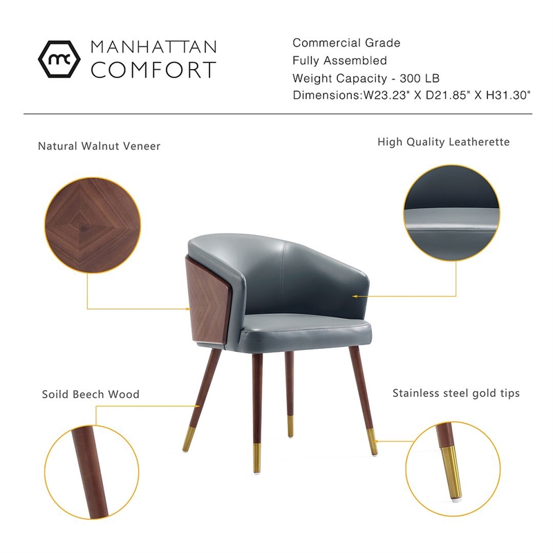 Reeva Dining Chair with Solid Wood Legs in Walnut and Graphite Gray