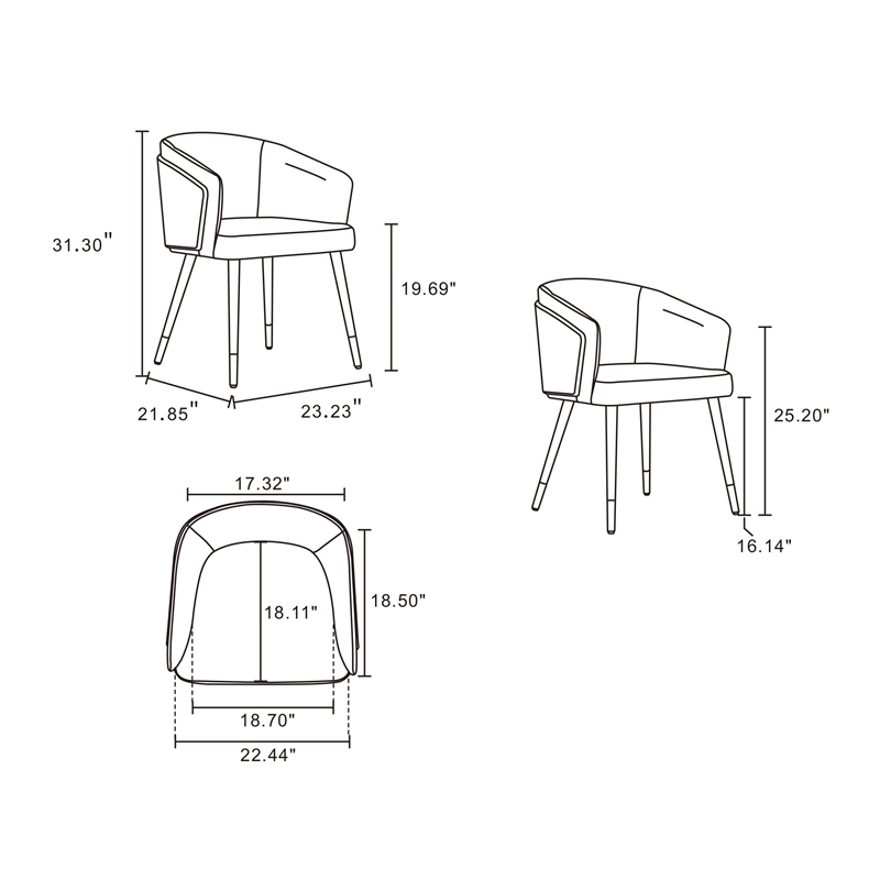 Reeva Dining Chair with Solid Wood Legs in Walnut and Cream