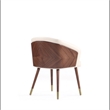 Reeva Dining Chair with Solid Wood Legs in Walnut and Cream