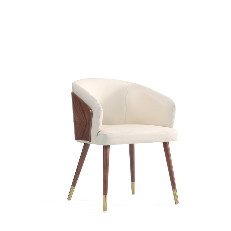 Reeva Dining Chair with Solid Wood Legs in Walnut and Cream