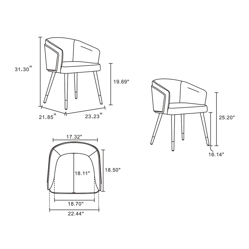 Reeva Dining Chair with Solid Wood Legs in Walnut and Camel