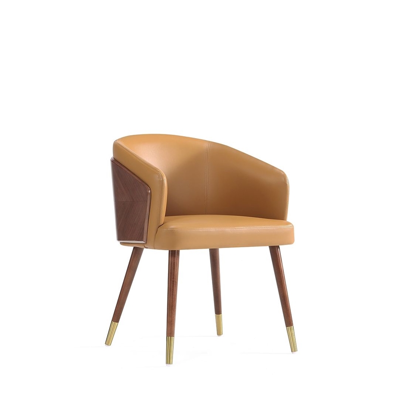 Reeva Dining Chair with Solid Wood Legs in Walnut and Camel