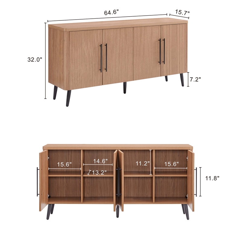 Manhattan Comfort Jodie Sideboard made from Engineered Wood in Maple