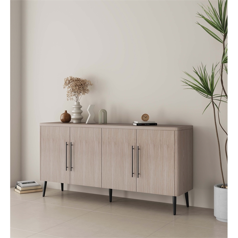 Manhattan Comfort Jodie Sideboard made from Engineered Wood in Light Oak