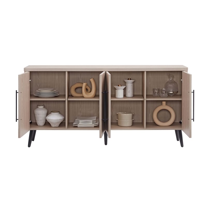 Manhattan Comfort Jodie Sideboard made from Engineered Wood in Light Oak