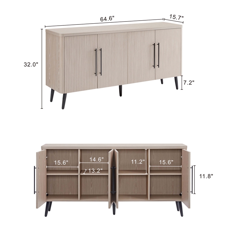 Manhattan Comfort Jodie Sideboard made from Engineered Wood in Light Oak