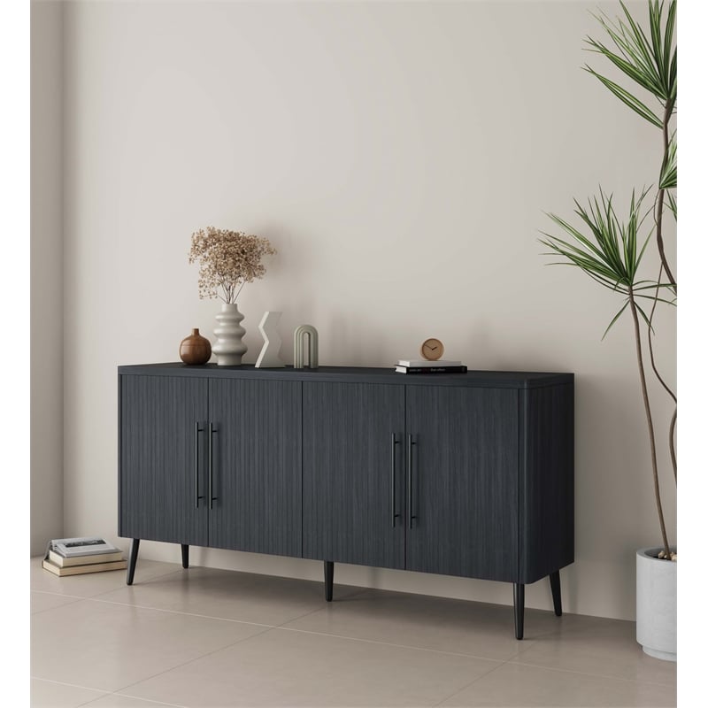 Manhattan Comfort Jodie Sideboard made from Engineered Wood in Charcoal Gray