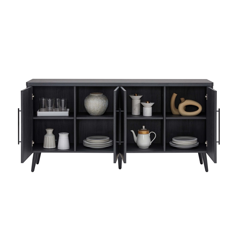 Manhattan Comfort Jodie Sideboard made from Engineered Wood in Charcoal Gray