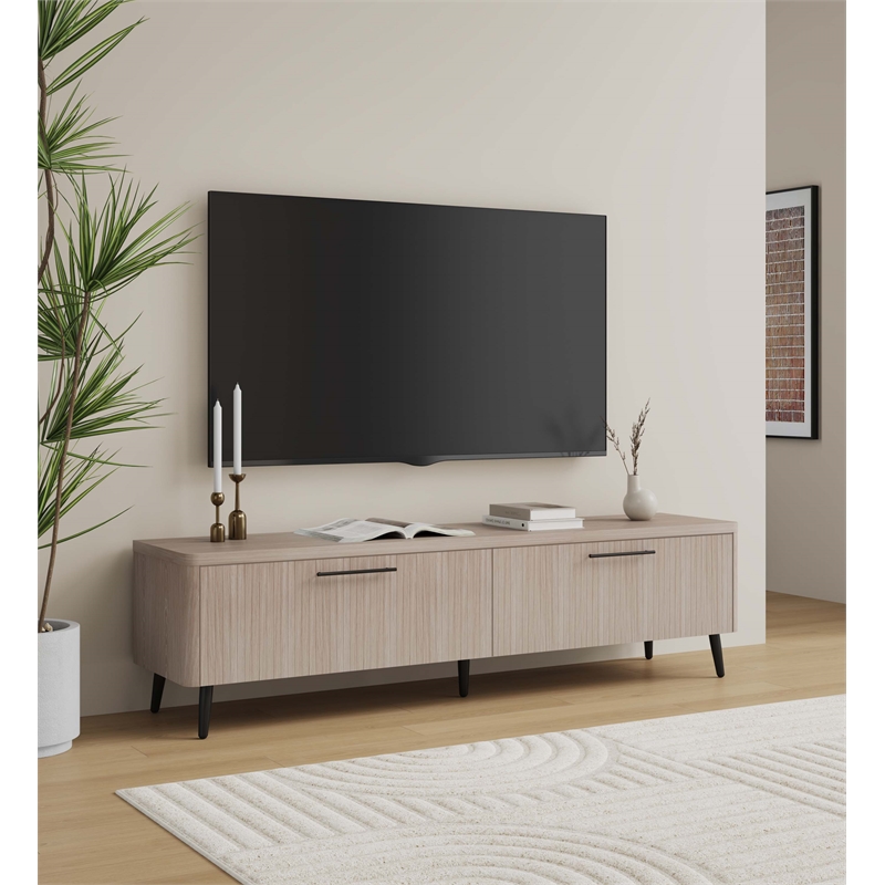 Manhattan Comfort Jodie TV Stand made from Engineered Wood in Light Oak