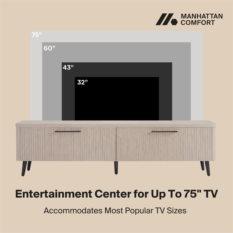 Manhattan Comfort Jodie TV Stand made from Engineered Wood in Light Oak