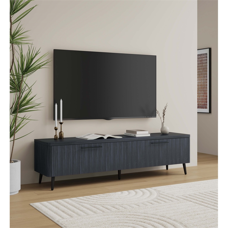 Manhattan Comfort Jodie TV Stand made from Engineered Wood in Charcoal Gray