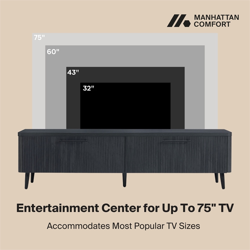 Manhattan Comfort Jodie TV Stand made from Engineered Wood in Charcoal Gray