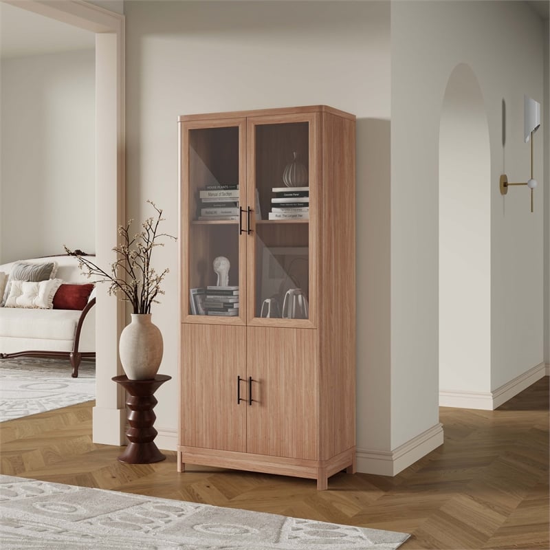 Manhattan Comfort Jodie Bookcase made from Engineered Wood in Maple