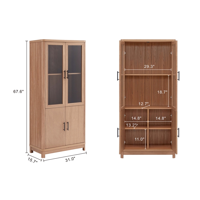 Manhattan Comfort Jodie Bookcase made from Engineered Wood in Maple