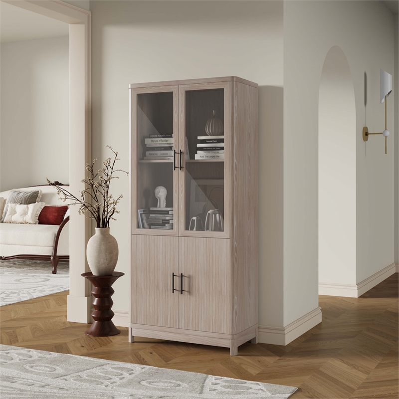 Manhattan Comfort Jodie Bookcase made from Engineered Wood in Light Oak