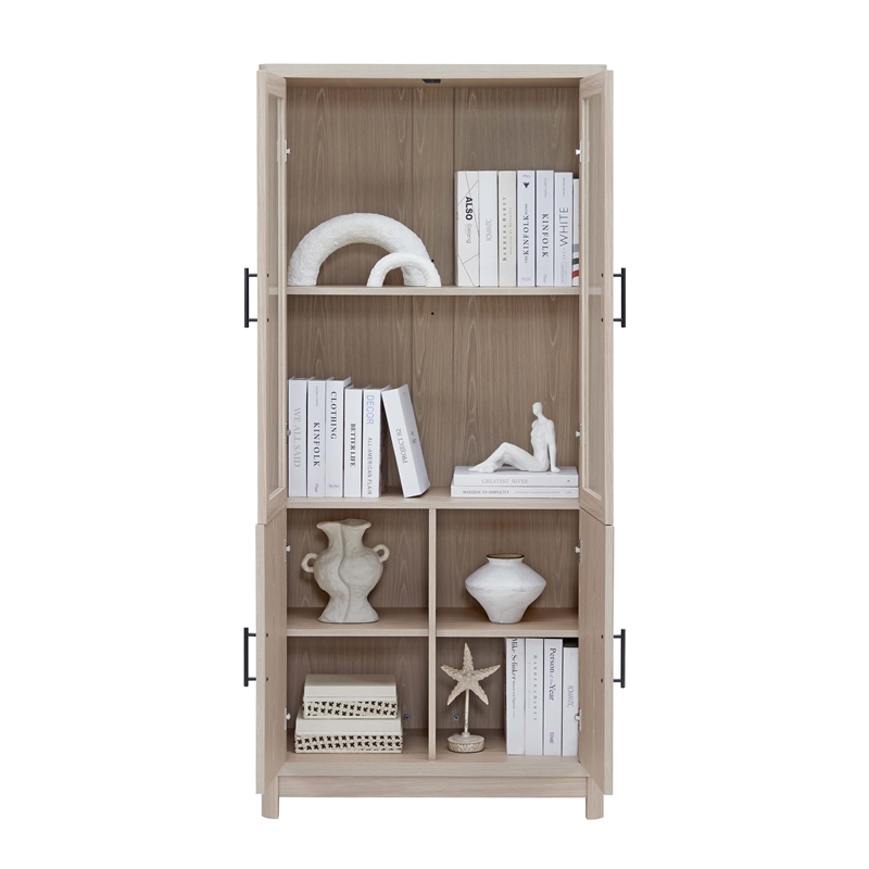 Manhattan Comfort Jodie Bookcase made from Engineered Wood in Light Oak