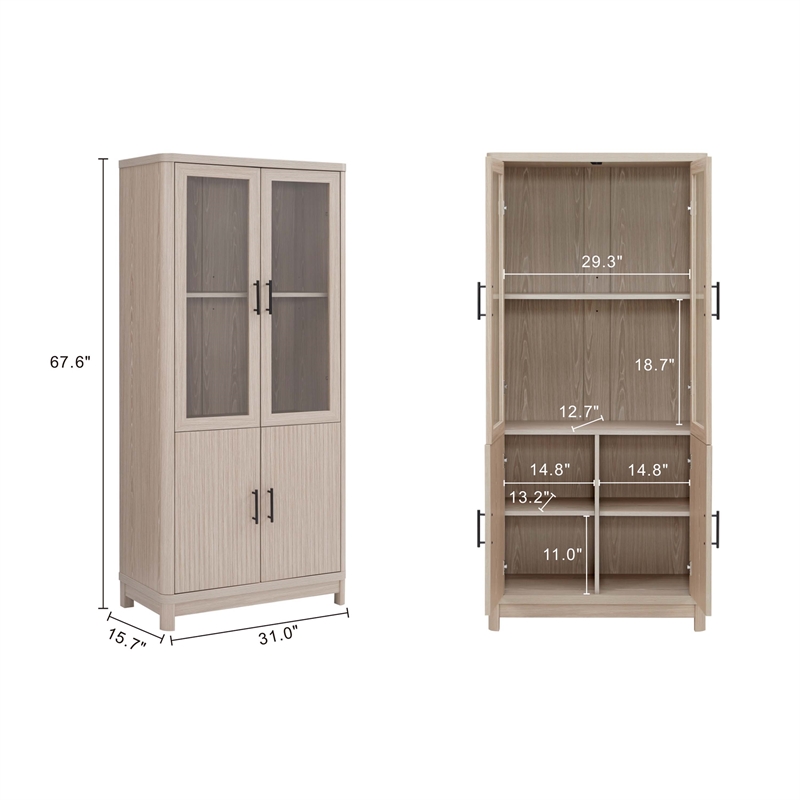 Manhattan Comfort Jodie Bookcase made from Engineered Wood in Light Oak