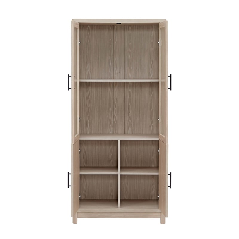 Manhattan Comfort Jodie Bookcase made from Engineered Wood in Light Oak