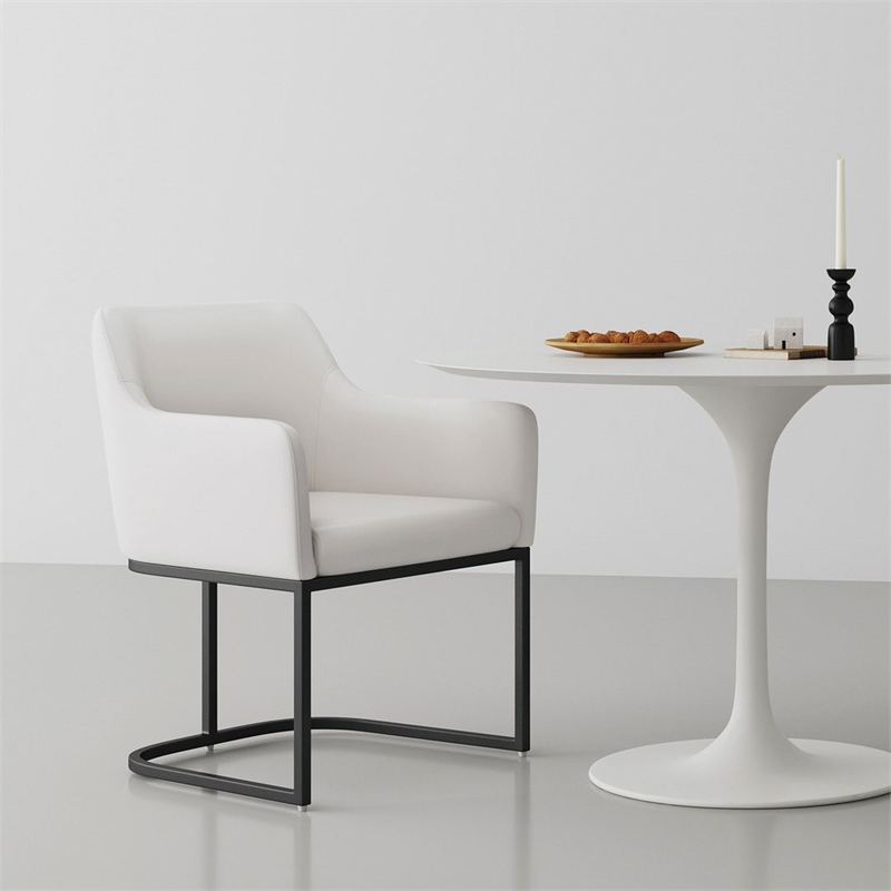 Manhattan Comfort Serena Dining Armchair with Steel Frame in Cream