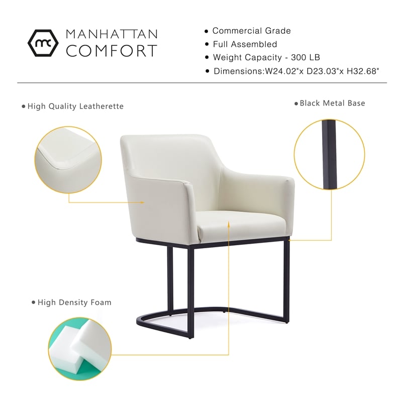 Manhattan Comfort Serena Dining Armchair with Steel Frame in Cream