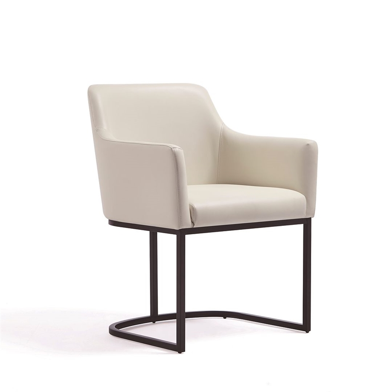 Manhattan Comfort Serena Dining Armchair with Steel Frame in Cream