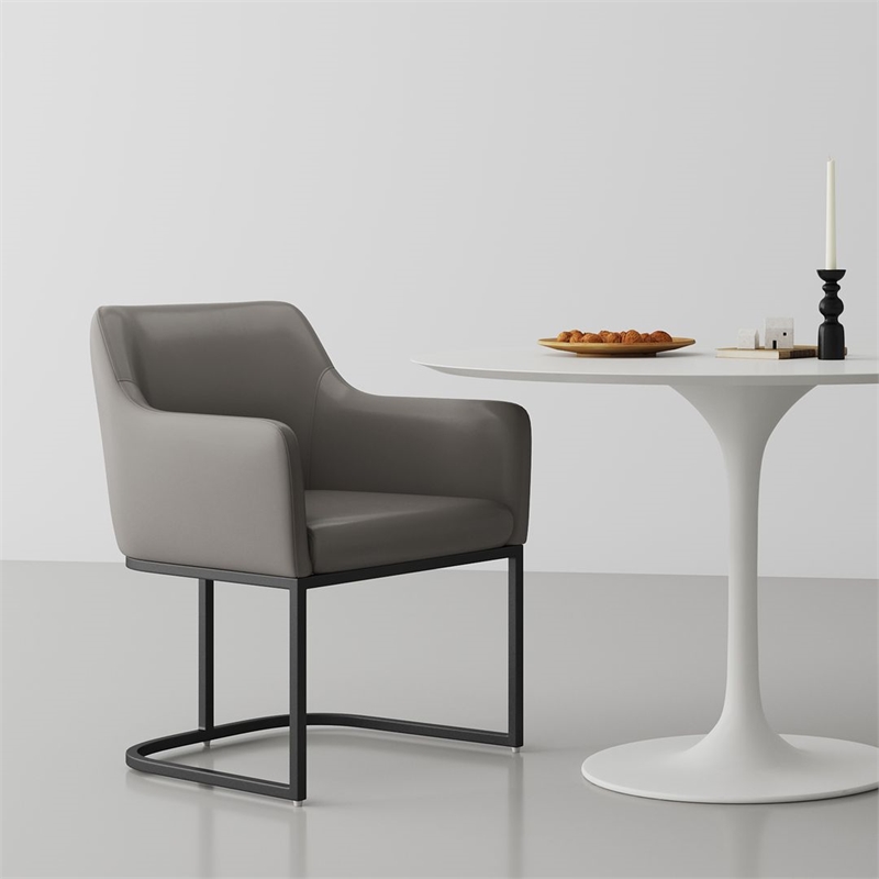 Manhattan Comfort Serena Dining Armchair with Steel Frame in Gray