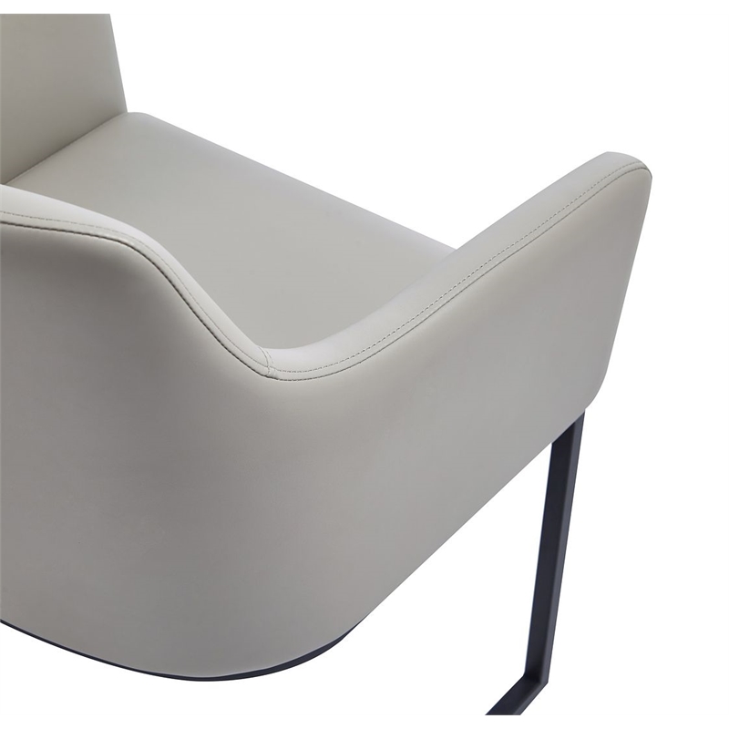 Manhattan Comfort Serena Dining Armchair with Steel Frame in Light Gray