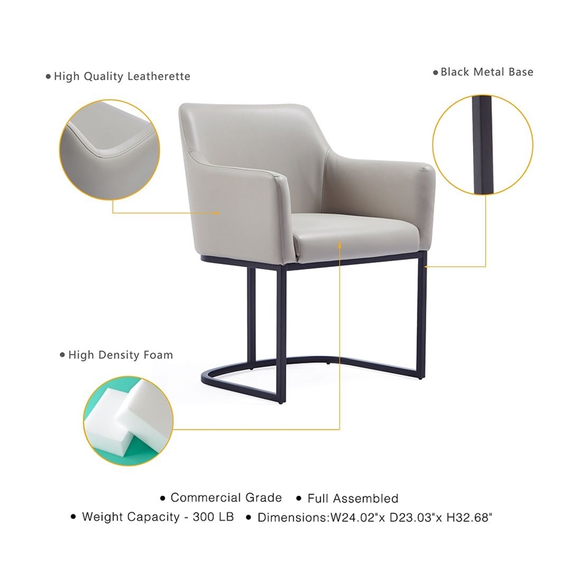 Manhattan Comfort Serena Dining Armchair with Steel Frame in Light Gray