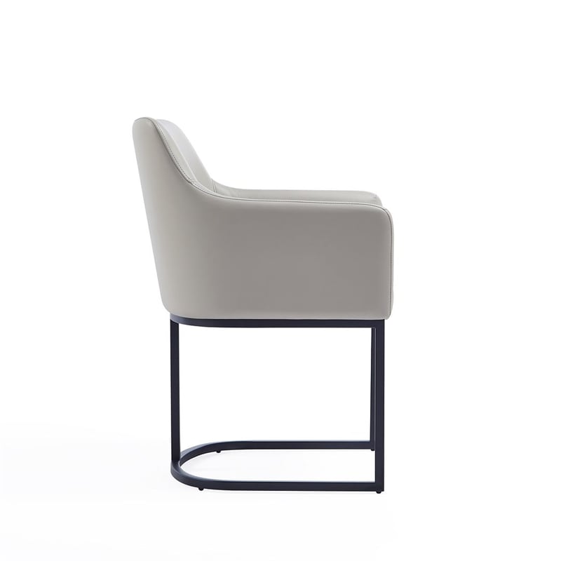 Manhattan Comfort Serena Dining Armchair with Steel Frame in Light Gray