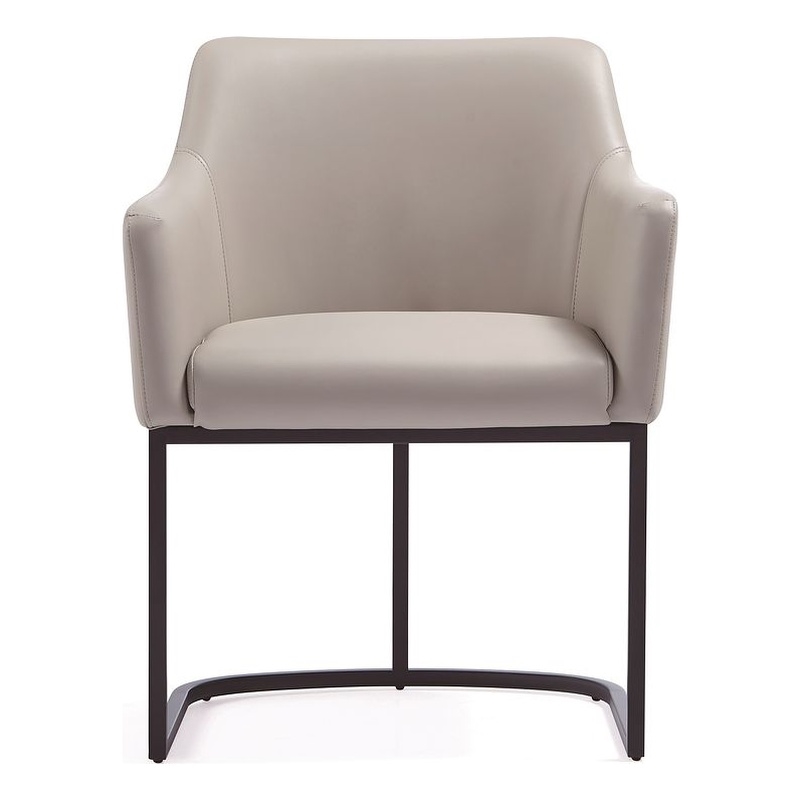 Manhattan Comfort Serena Dining Armchair with Steel Frame in Light Gray