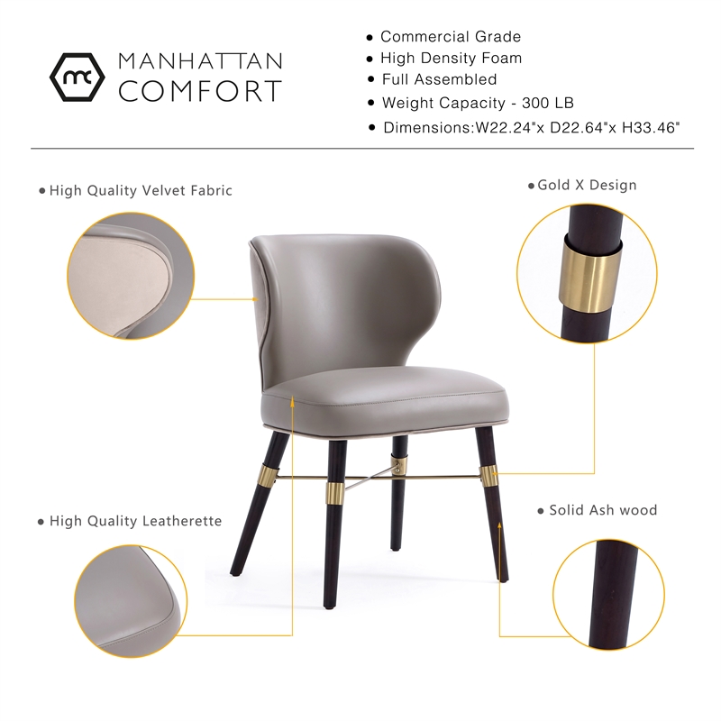 Manhattan Comfort Strine Dining Chair with Solid Wood Frame in Dark Taupe