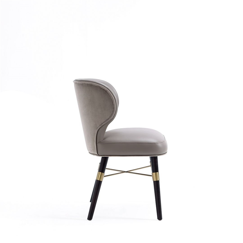 Manhattan Comfort Strine Dining Chair with Solid Wood Frame in Dark Taupe